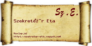 Szekretár Eta névjegykártya